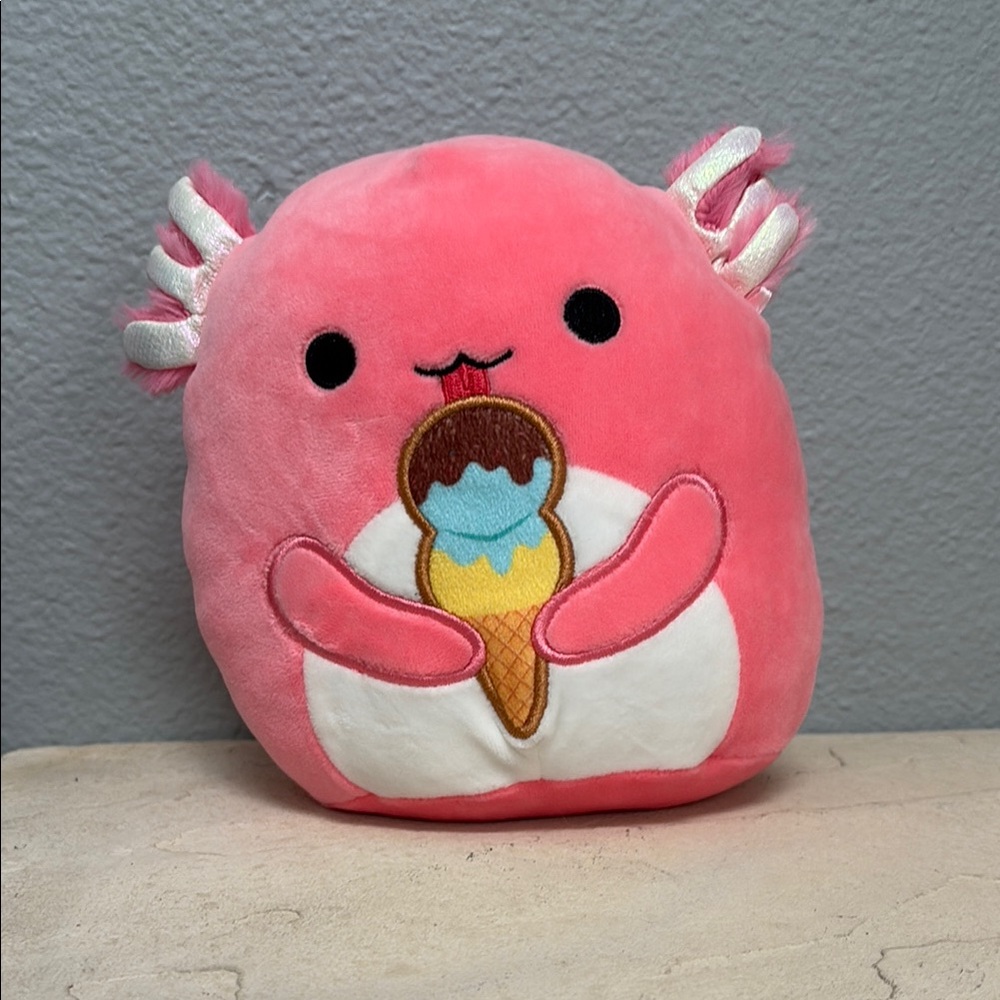 Squishmallows Pink Axolotl with Ice Cream Cone